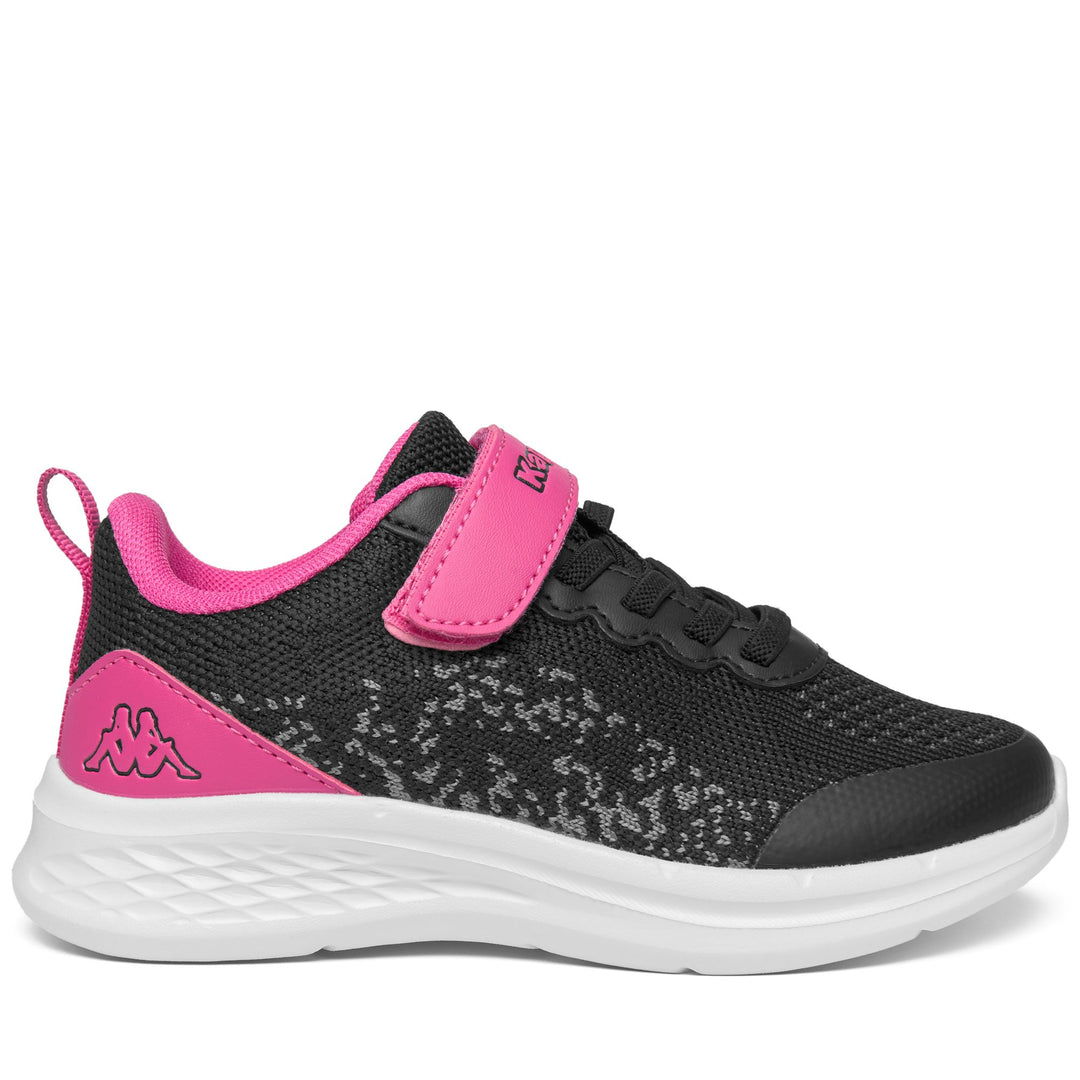 Baskets basses pour enfant, noires et fuchsia, avec empeigne en mesh. main
