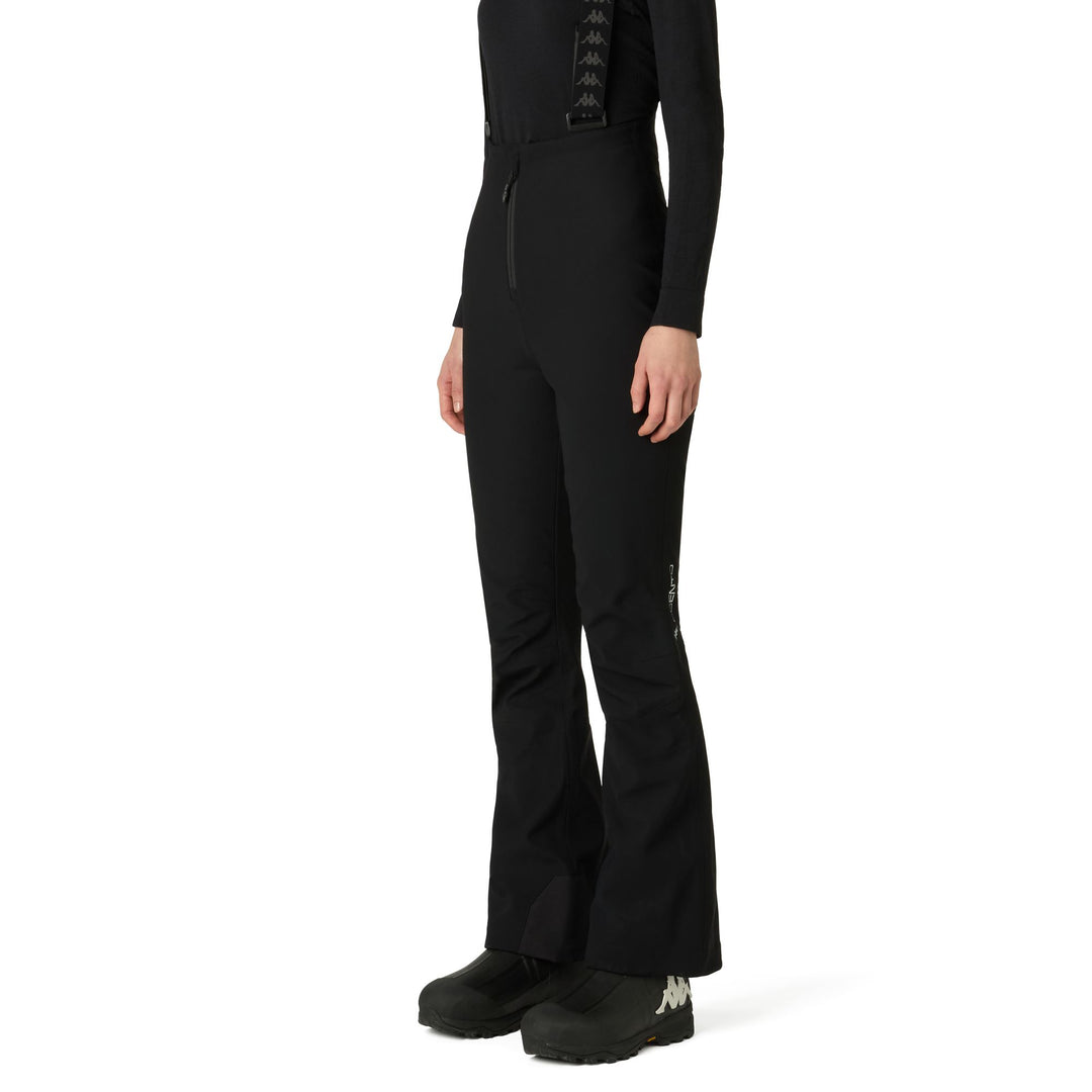 Pantalon de ski noir pour femme, coupe slim, imperméable, avec bretelles amovibles 01