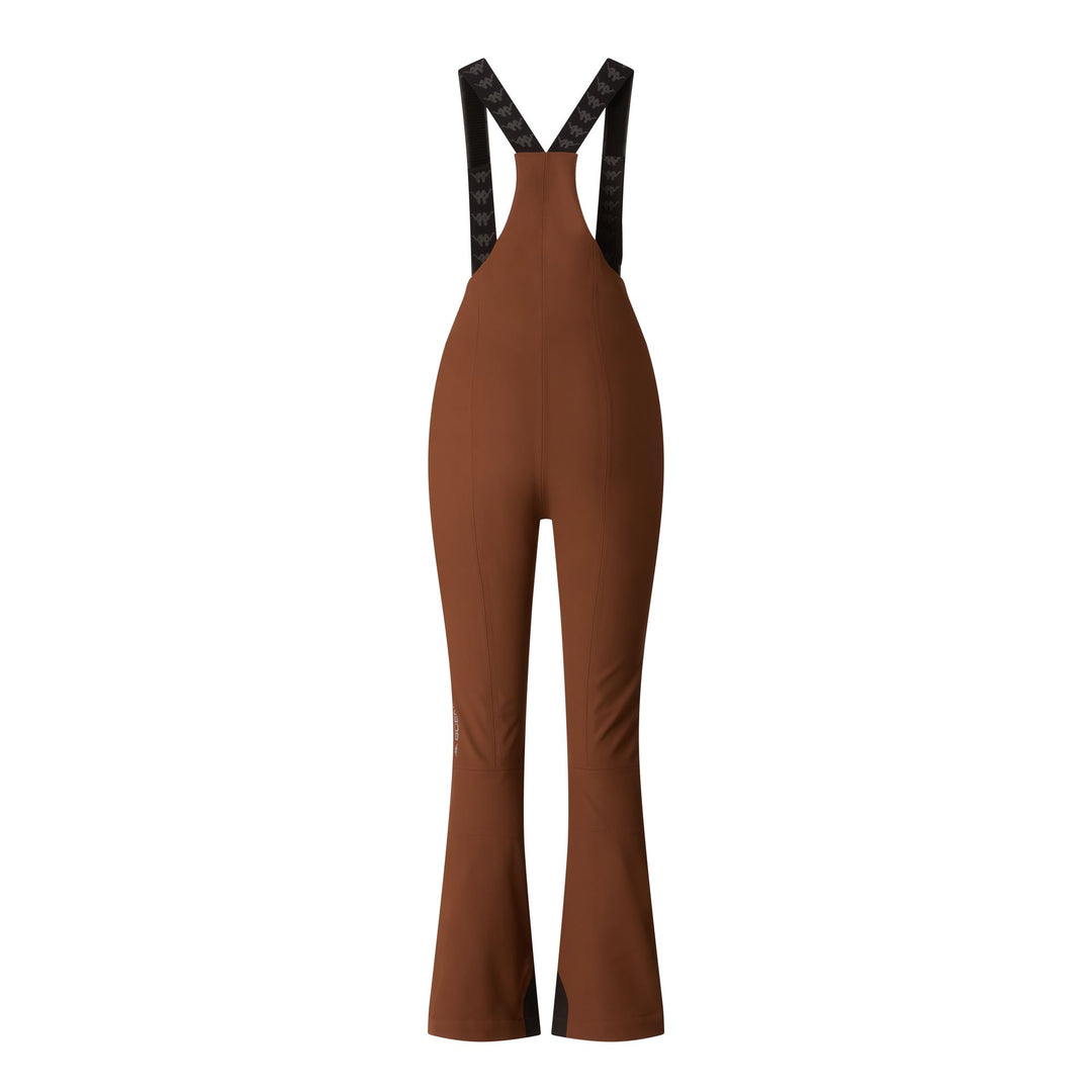 Brown Women's High-Waisted Slim Fit Ski Trousers with Snow Gaiters main