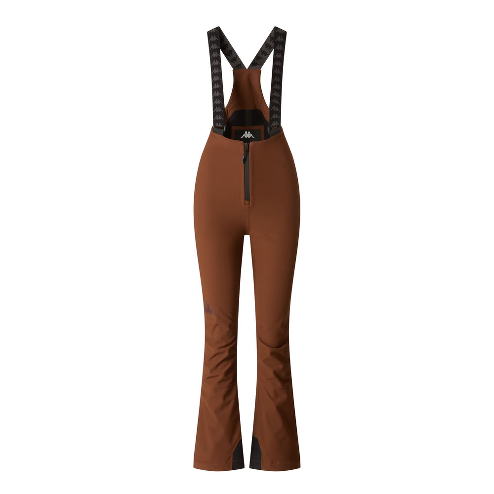Brown Women's High-Waisted Slim Fit Ski Trousers with Snow Gaiters 02