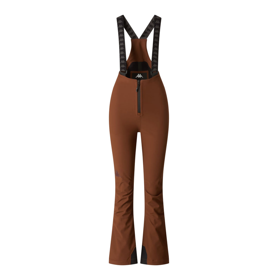 Brown Women's High-Waisted Slim Fit Ski Trousers with Snow Gaiters main