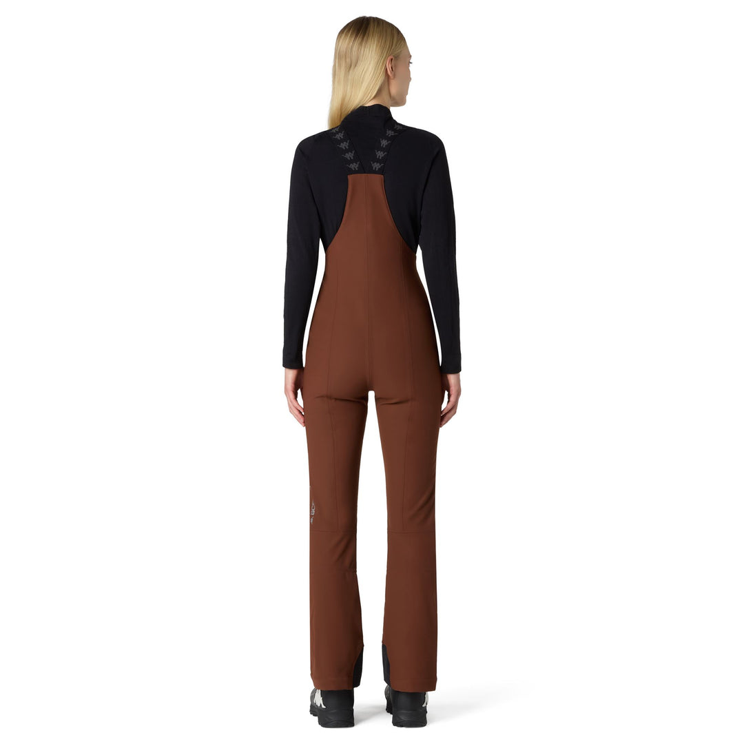 Brown Women's High-Waisted Slim Fit Ski Trousers with Snow Gaiters main