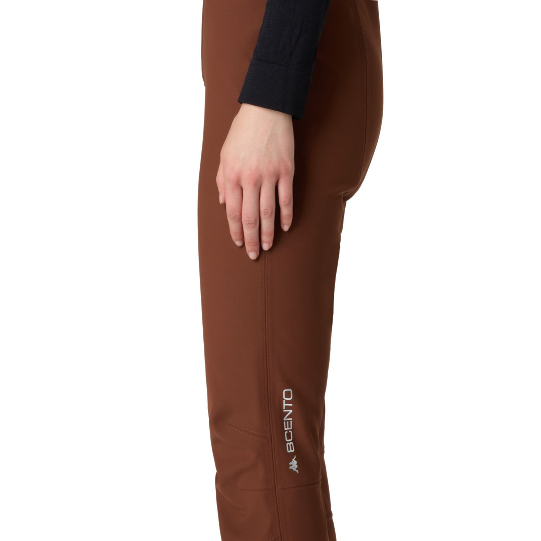 Brown Women's High-Waisted Slim Fit Ski Trousers with Snow Gaiters main