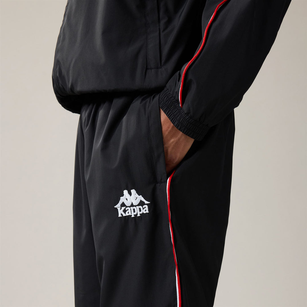 Black Men's Sportswear Pants with Mesh Lining and Bicolor Piping 01