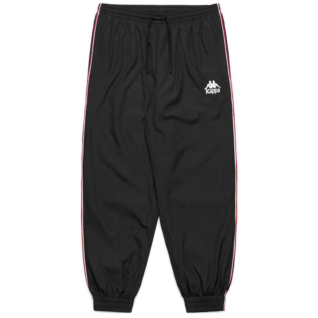 Pantaloni sportivi da uomo neri con fodera in rete e profili bicolore. main