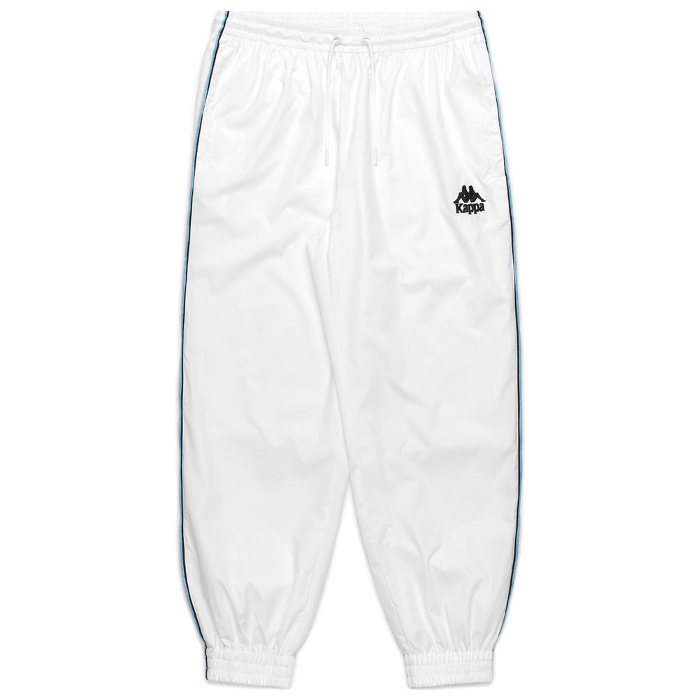 Pantaloni sportivi da uomo bianchi con fodera in rete e vita elasticizzata 02