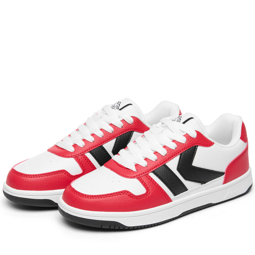 White Red Unisex Low Cut Sneakers with Memory Foam 01