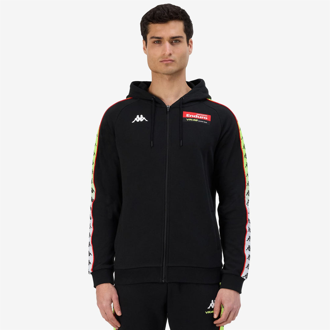 Black Men's Full Zip Cotton Hoodie for Motorcycling main
