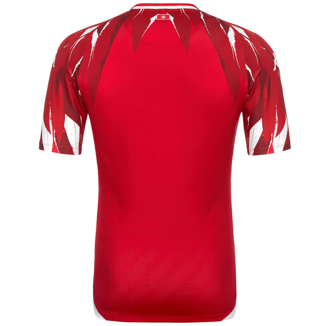Maillot de football tunisien rouge pour homme, coupe ajustée, en tissu recyclé main