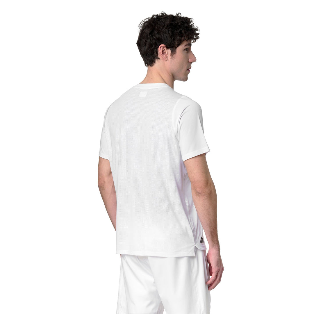 T-shirt blanc pour homme, coupe classique, en jersey stretch, idéal pour l'entraînement main