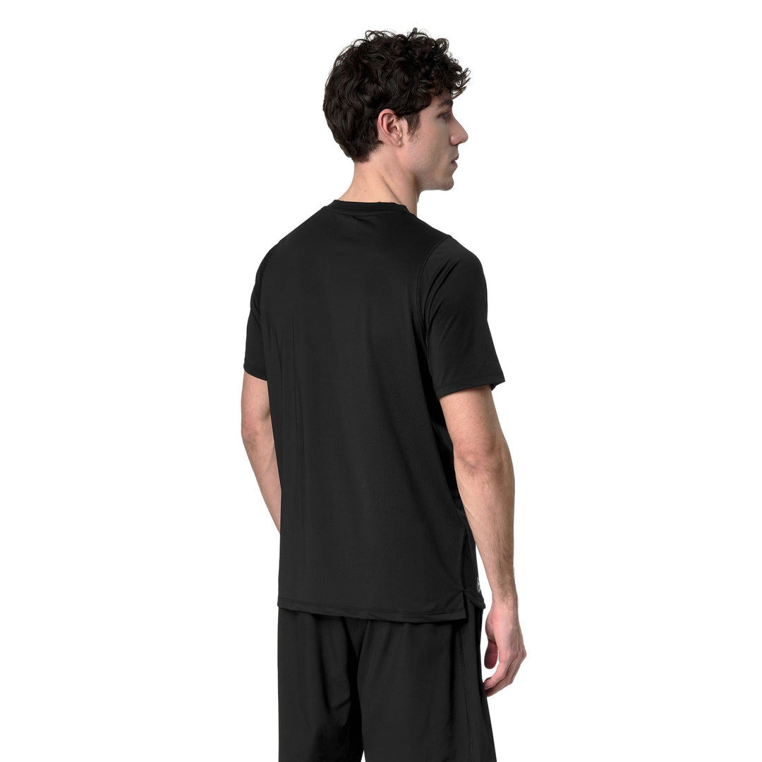 T-shirt da allenamento da uomo nera vestibilità regolare in tessuto jersey elasticizzato main
