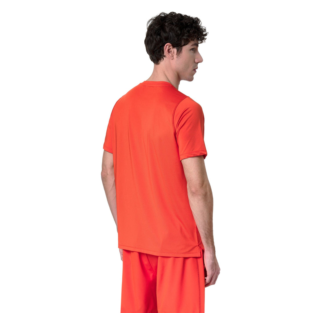 T-shirt de sport orange pour homme, coupe classique, en jersey extensible main