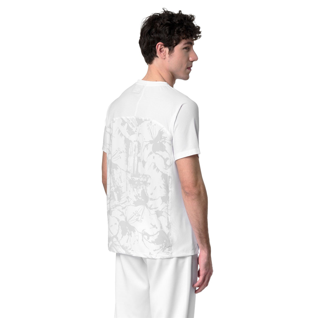 T-shirt d'entraînement blanc pour homme, coupe classique, avec empiècements en mesh main