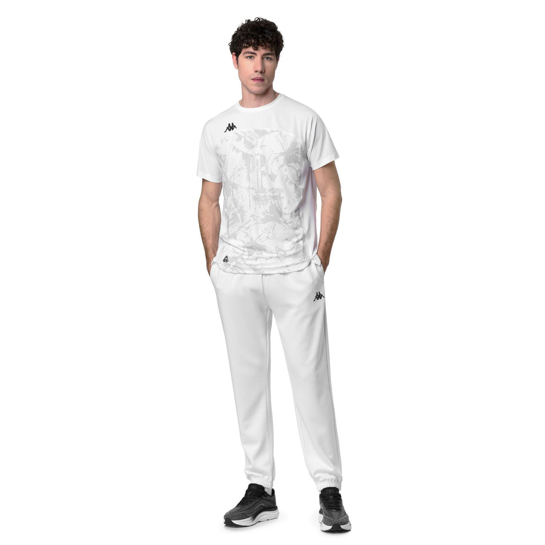 T-shirt d'entraînement blanc pour homme, coupe classique, avec empiècements en mesh main