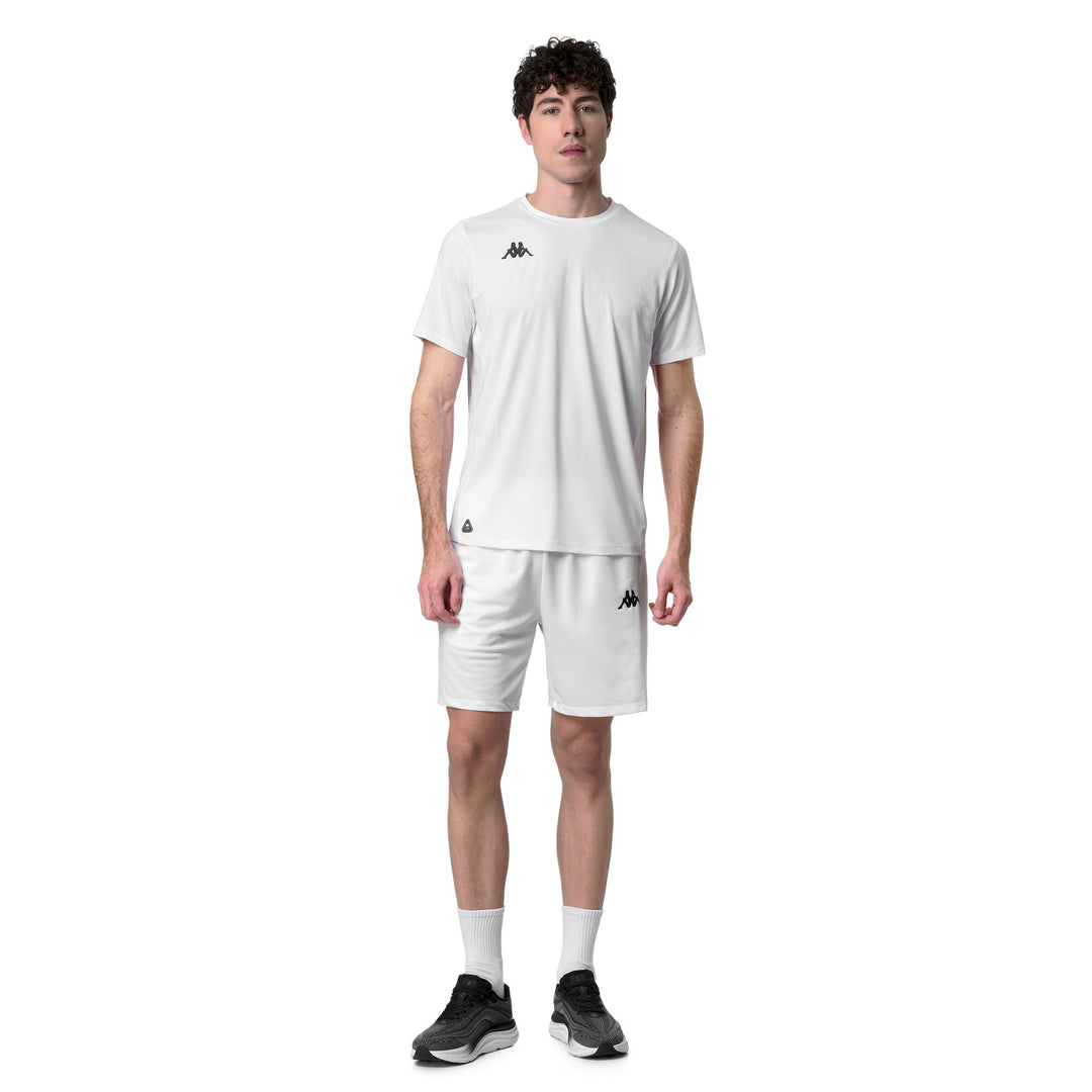 T-shirt d'entraînement blanc pour homme, coupe classique et extensible main
