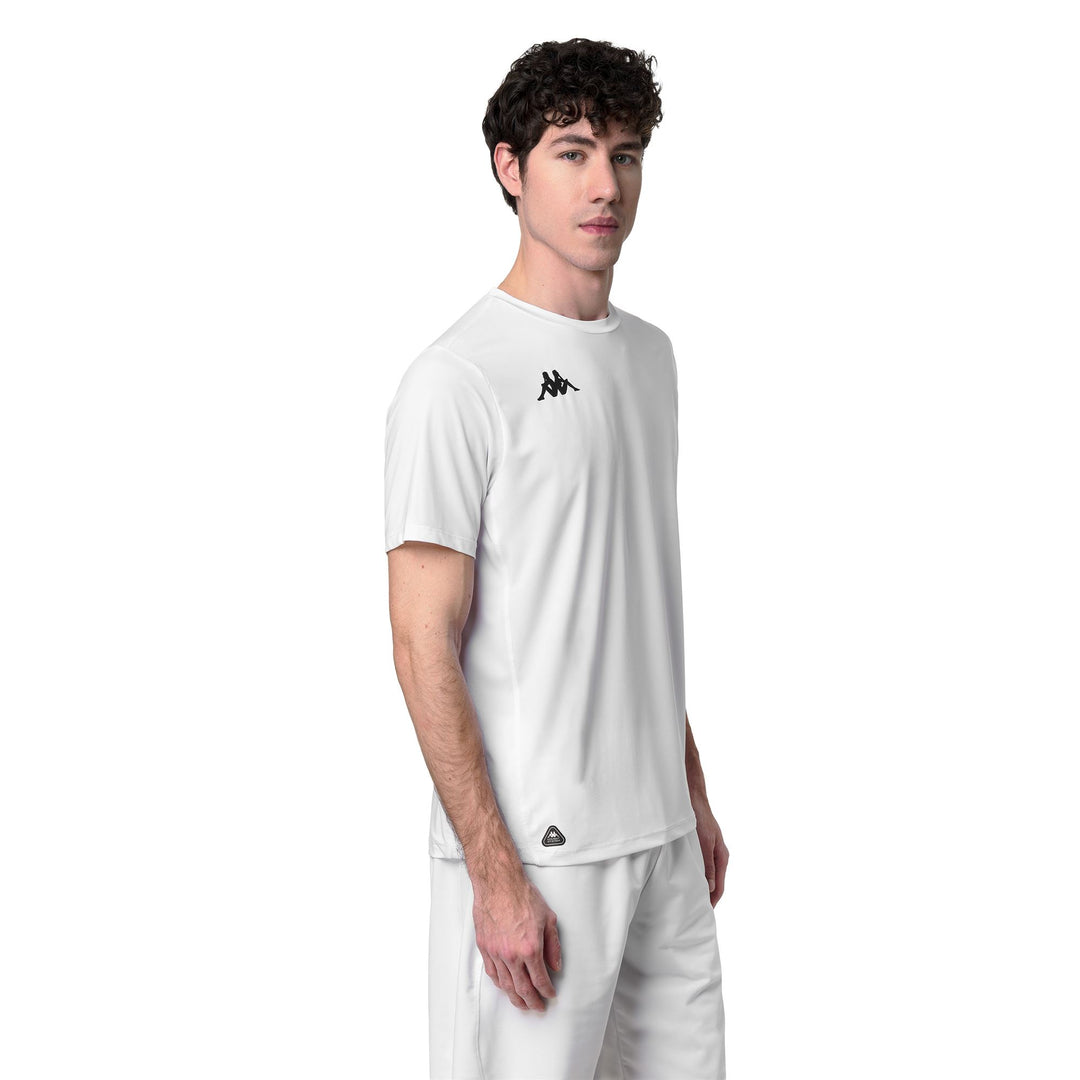 T-shirt d'entraînement blanc pour homme, coupe classique et extensible main