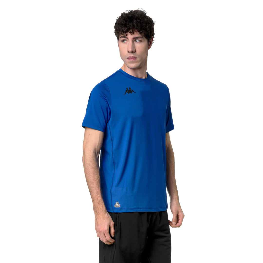 Maillot d'entraînement bleu stretch pour homme, coupe classique main