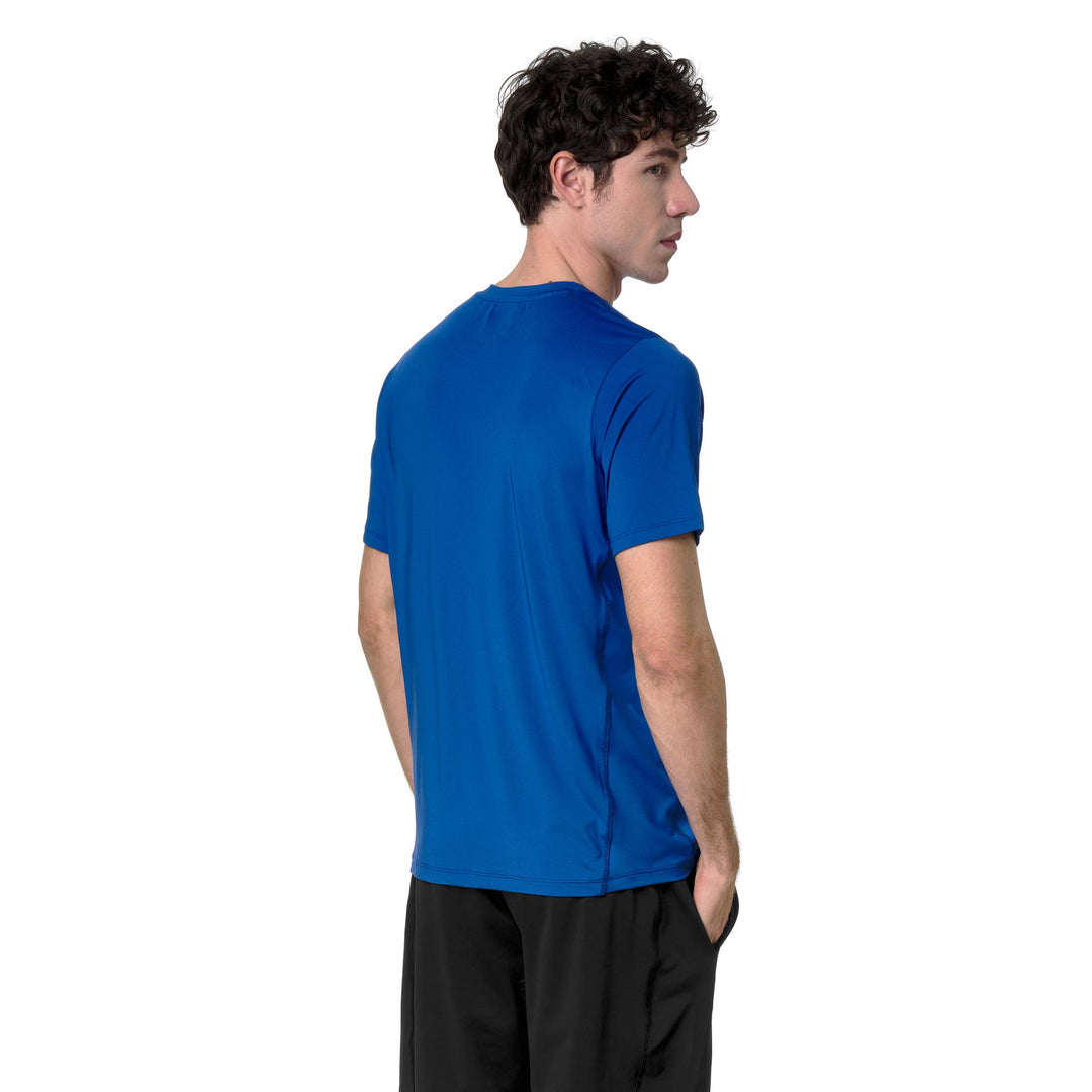 Maillot d'entraînement bleu stretch pour homme, coupe classique main