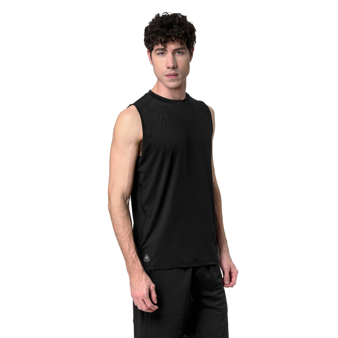Débardeur en jersey stretch noir pour homme, coupe classique, idéal pour l'entraînement main