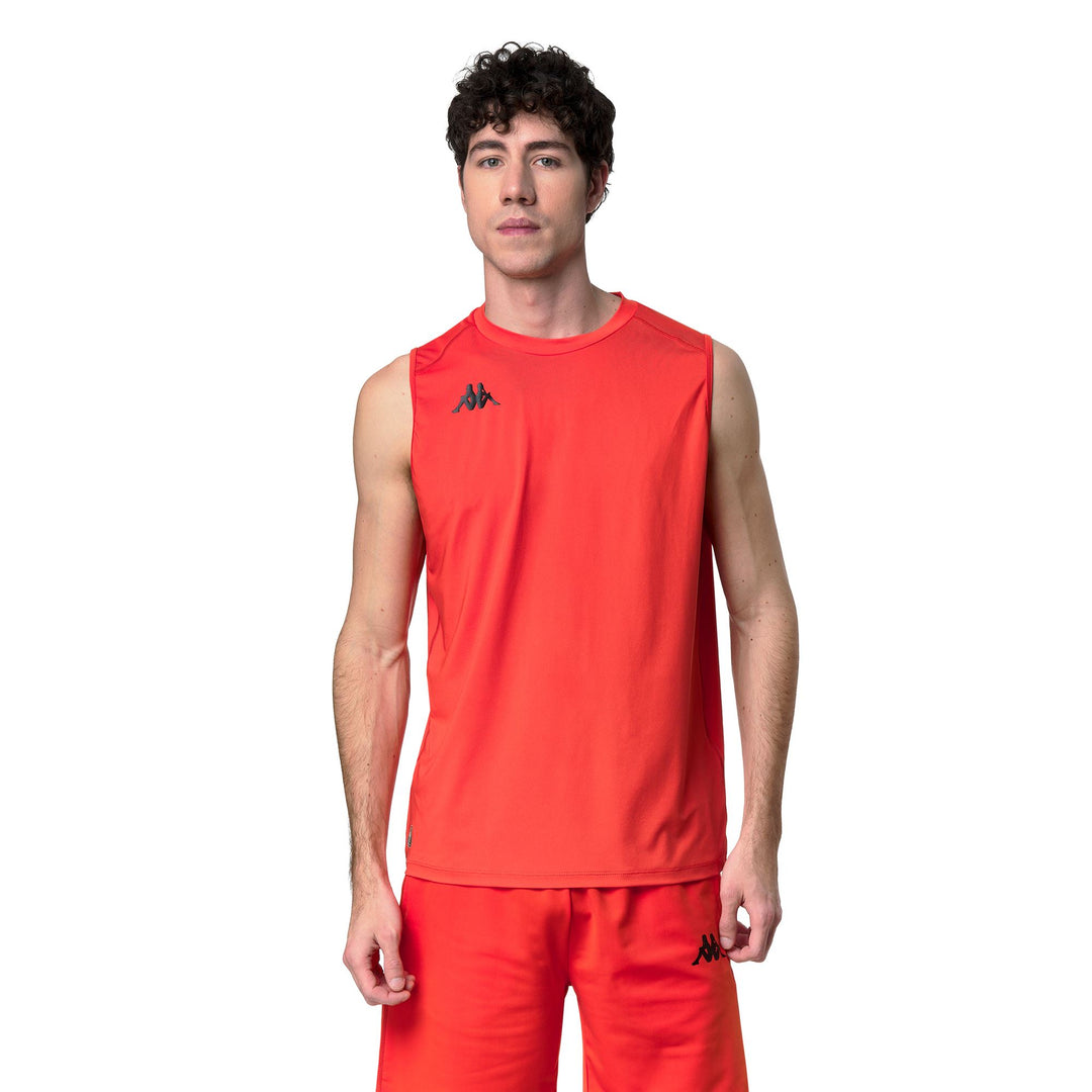 Débardeur d'entraînement orange pour homme, coupe classique, en jersey extensible 01