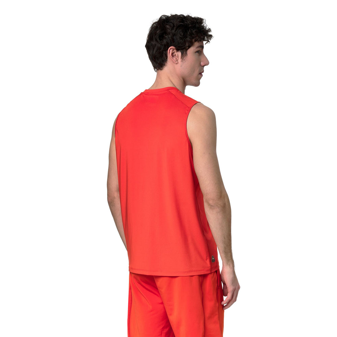 Débardeur d'entraînement orange pour homme, coupe classique, en jersey extensible main