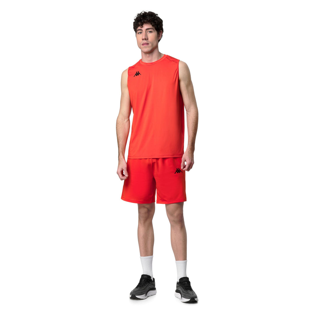 Débardeur d'entraînement orange pour homme, coupe classique, en jersey extensible main