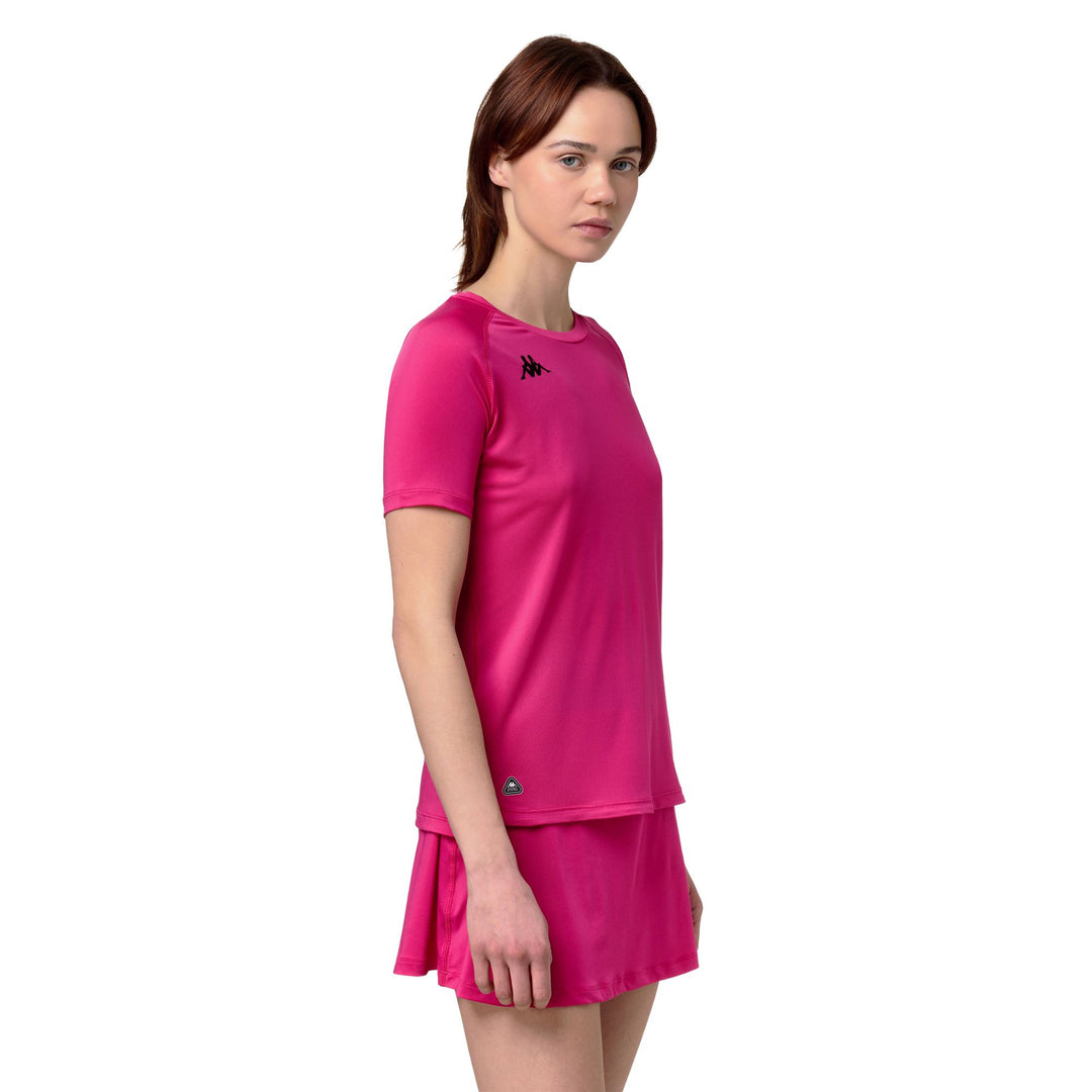 T-shirt technique d'entraînement Violet pour femme, coupe classique main