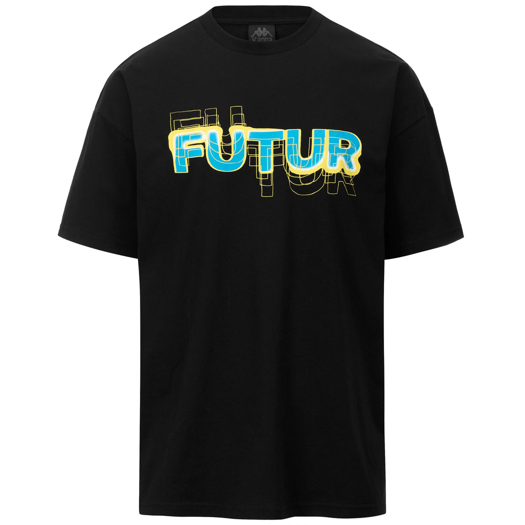 Camiseta gráfica negra de corte cómodo para hombre 01