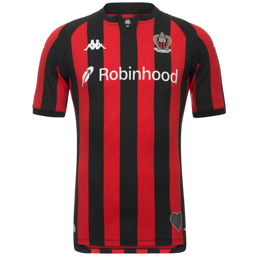 Red and Black Men's OGC Nice Football Shirt in Recycled Fabric 01