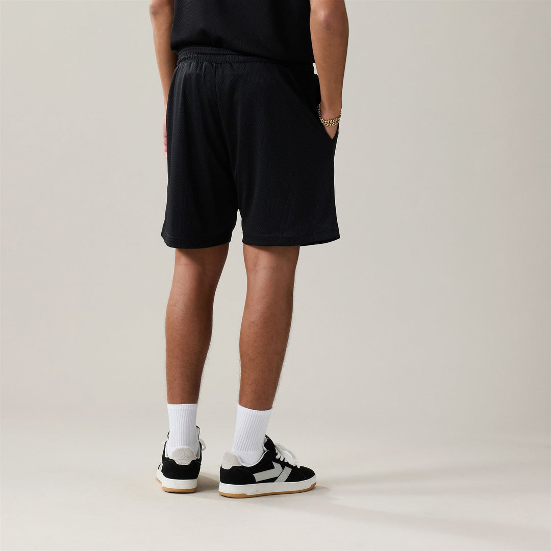 Short de sport noir pour homme, coupe classique, en polyester léger main