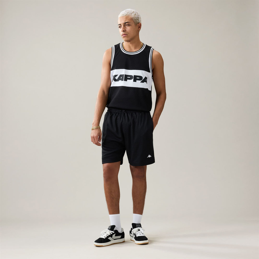 Short de sport noir pour homme, coupe classique, en polyester léger main