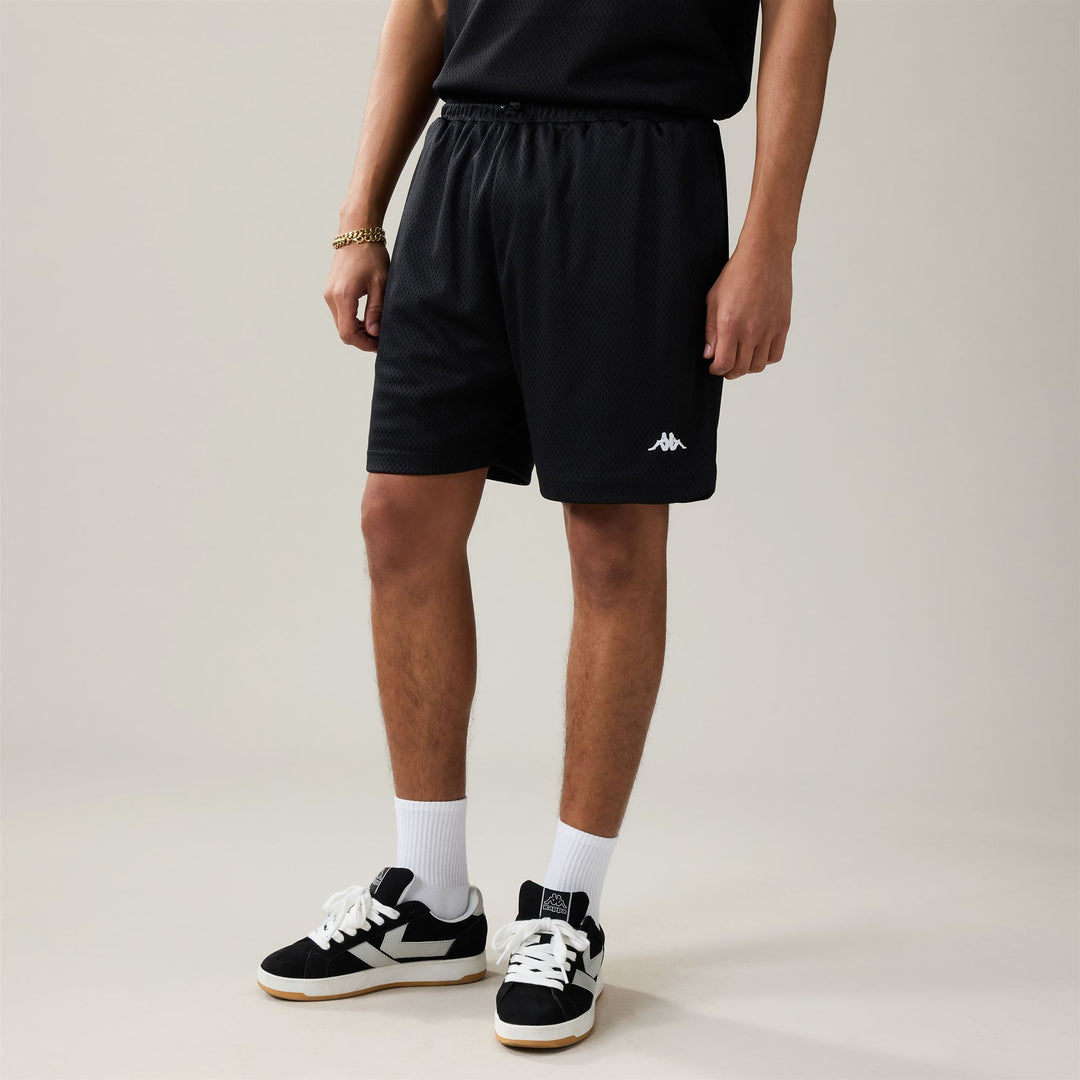 Short de sport noir pour homme, coupe classique, en polyester léger main
