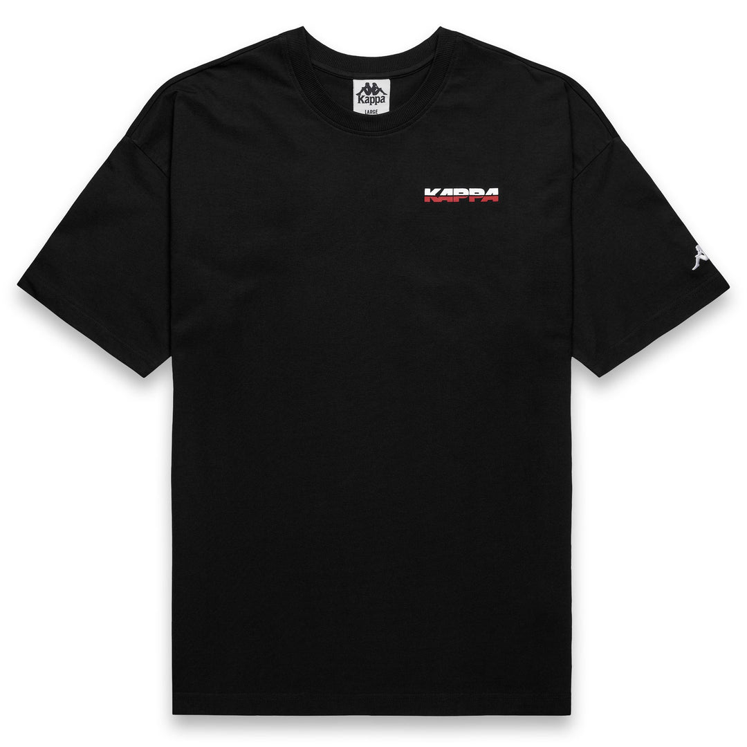 T-shirt sportiva da uomo nera in cotone biologico con stampa grafica. main