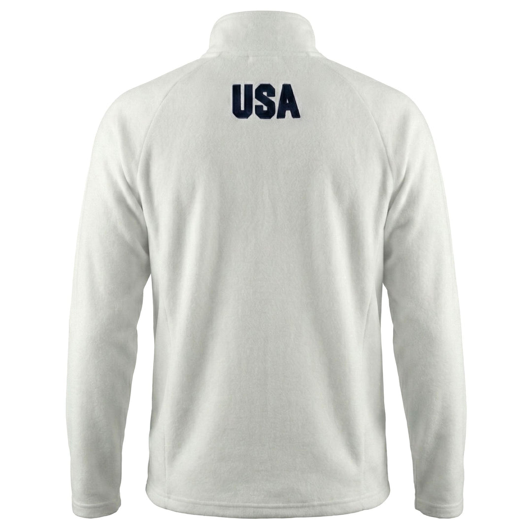 Pull de ski unisexe blanc en microfibre polaire à demi-zip et coupe ajustée main