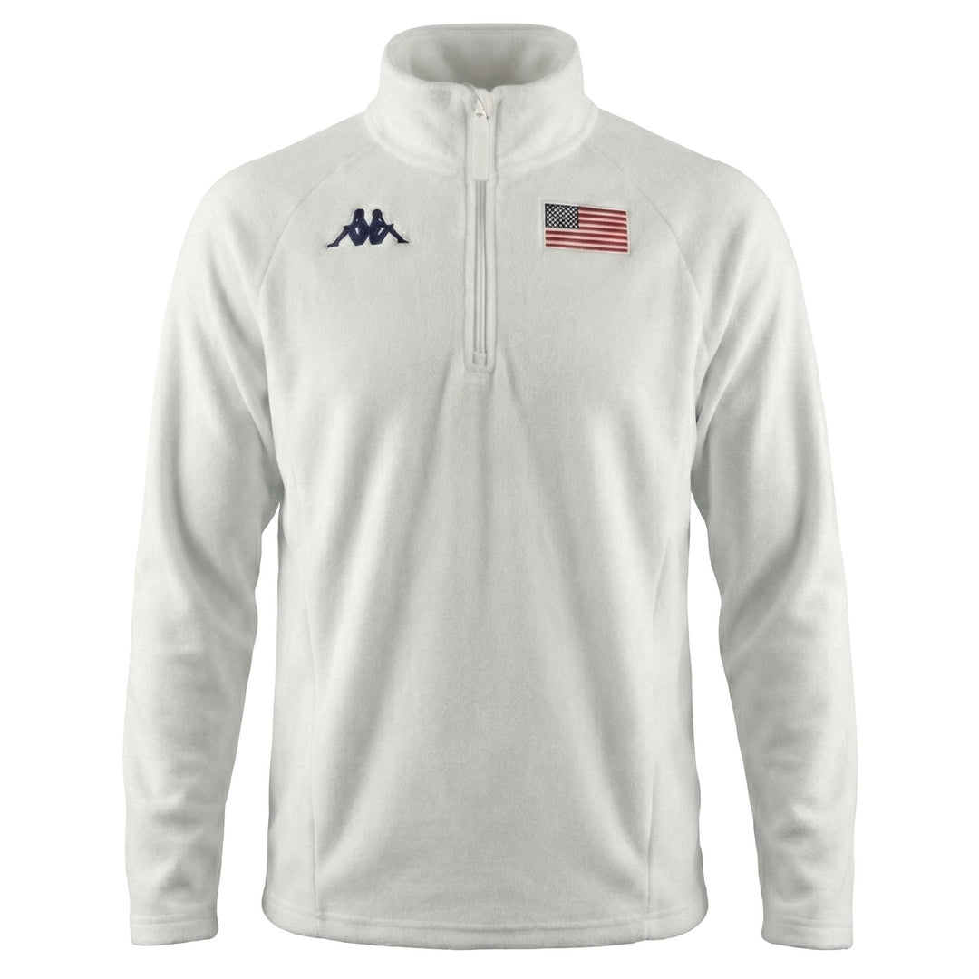 Pull de ski unisexe blanc en microfibre polaire à demi-zip et coupe ajustée 01