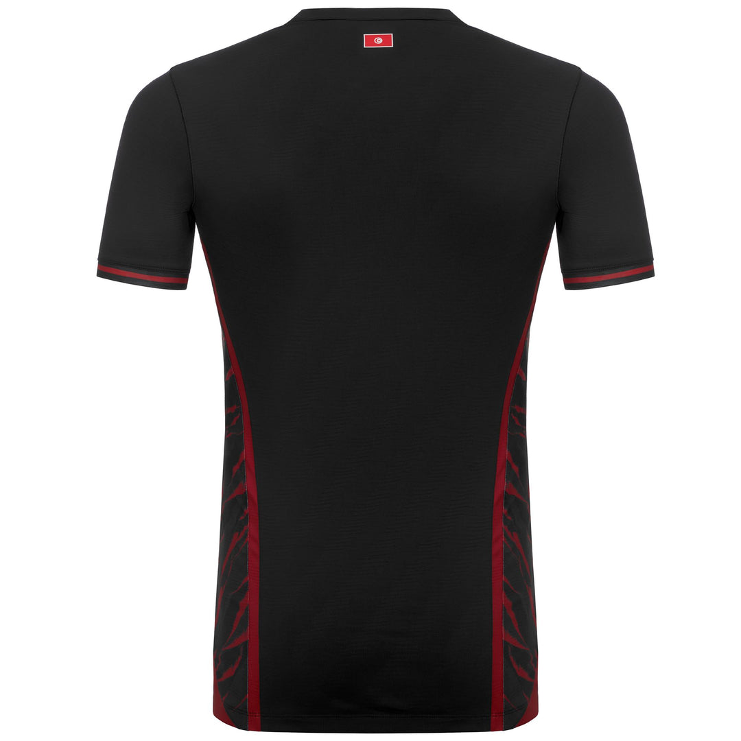 Maillot de football tunisien noir pour homme, coupe ajustée, en tissu recyclé main