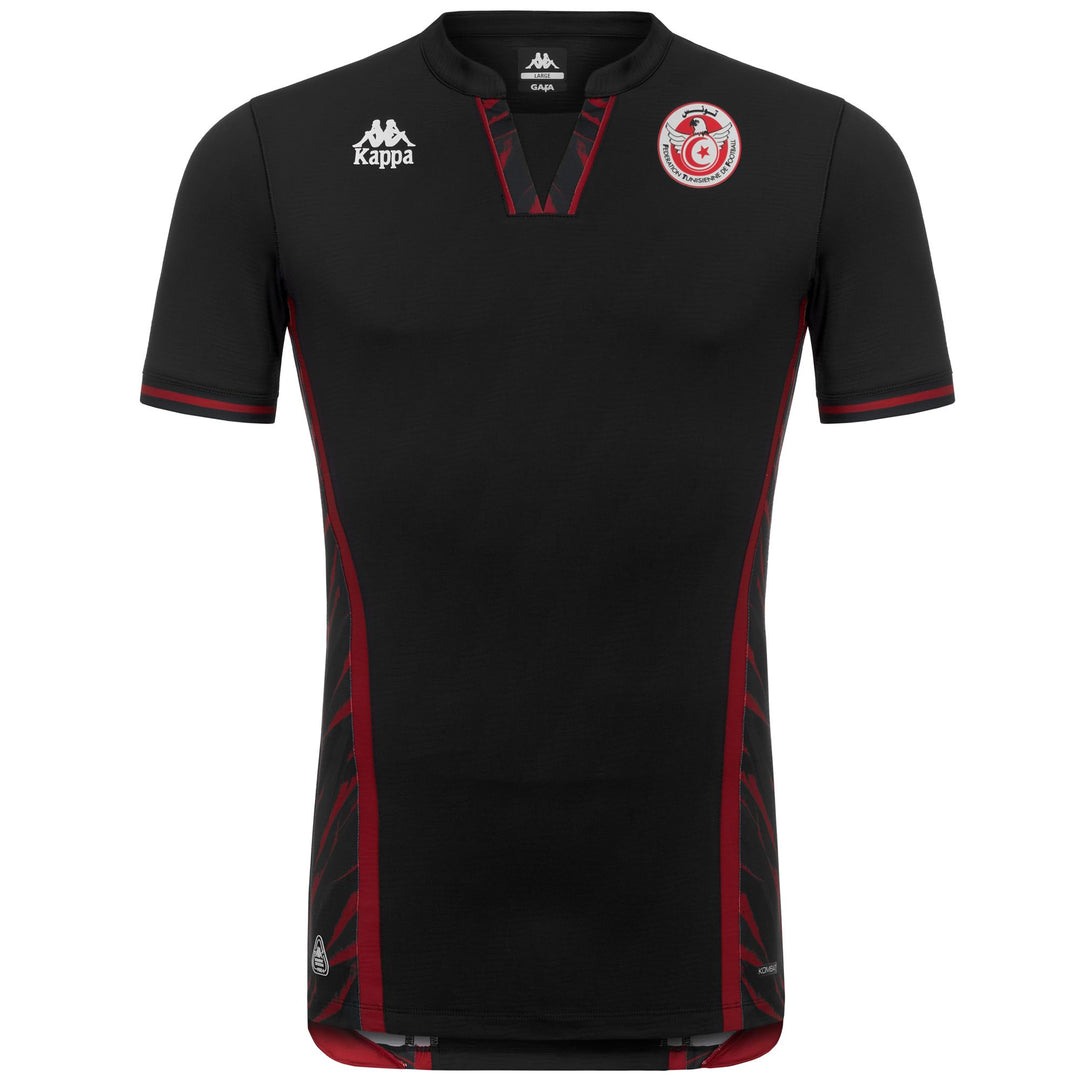 Maillot de football tunisien noir pour homme, coupe ajustée, en tissu recyclé 01