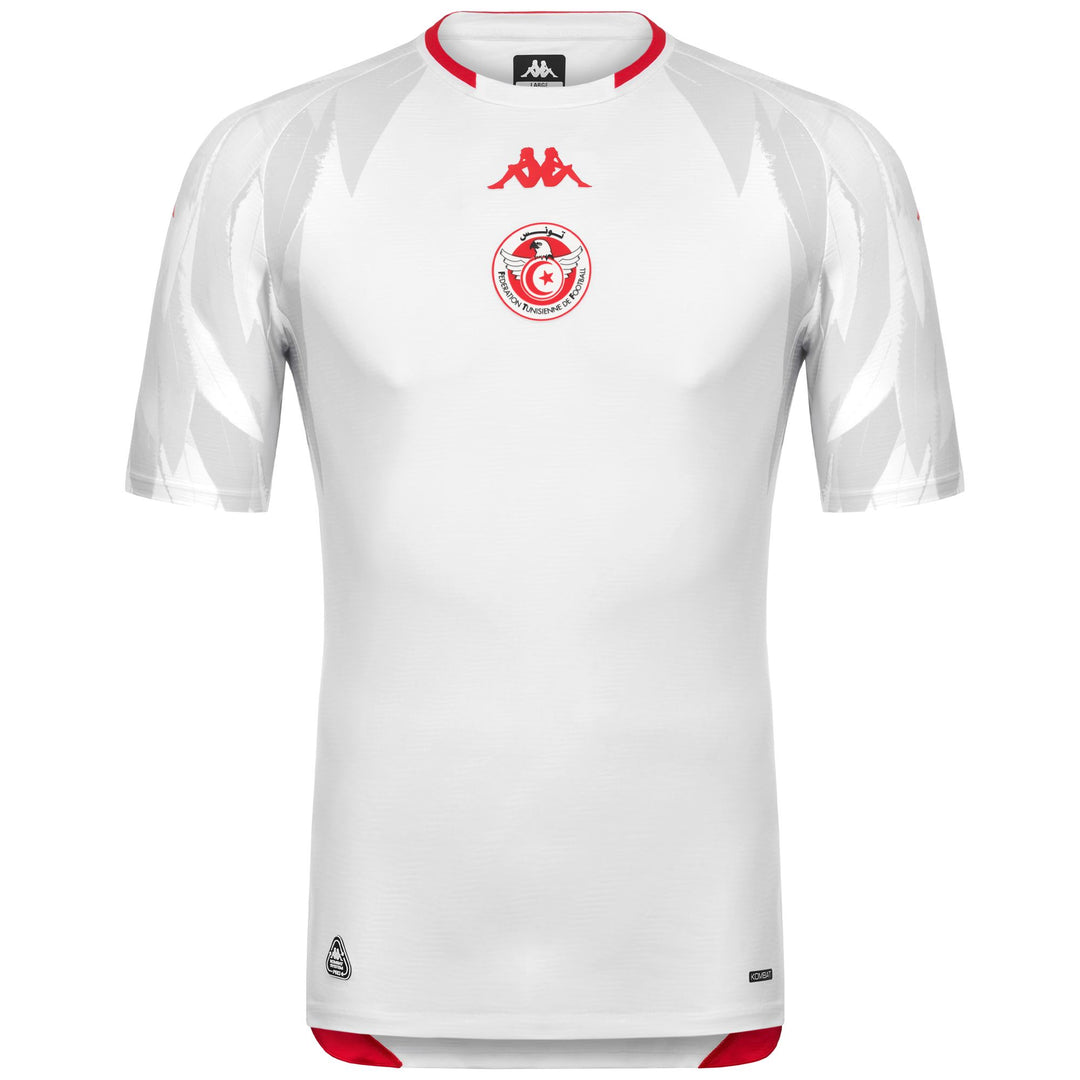 Maillot de football tunisien blanc pour homme, coupe ajustée, en tissu recyclé 01