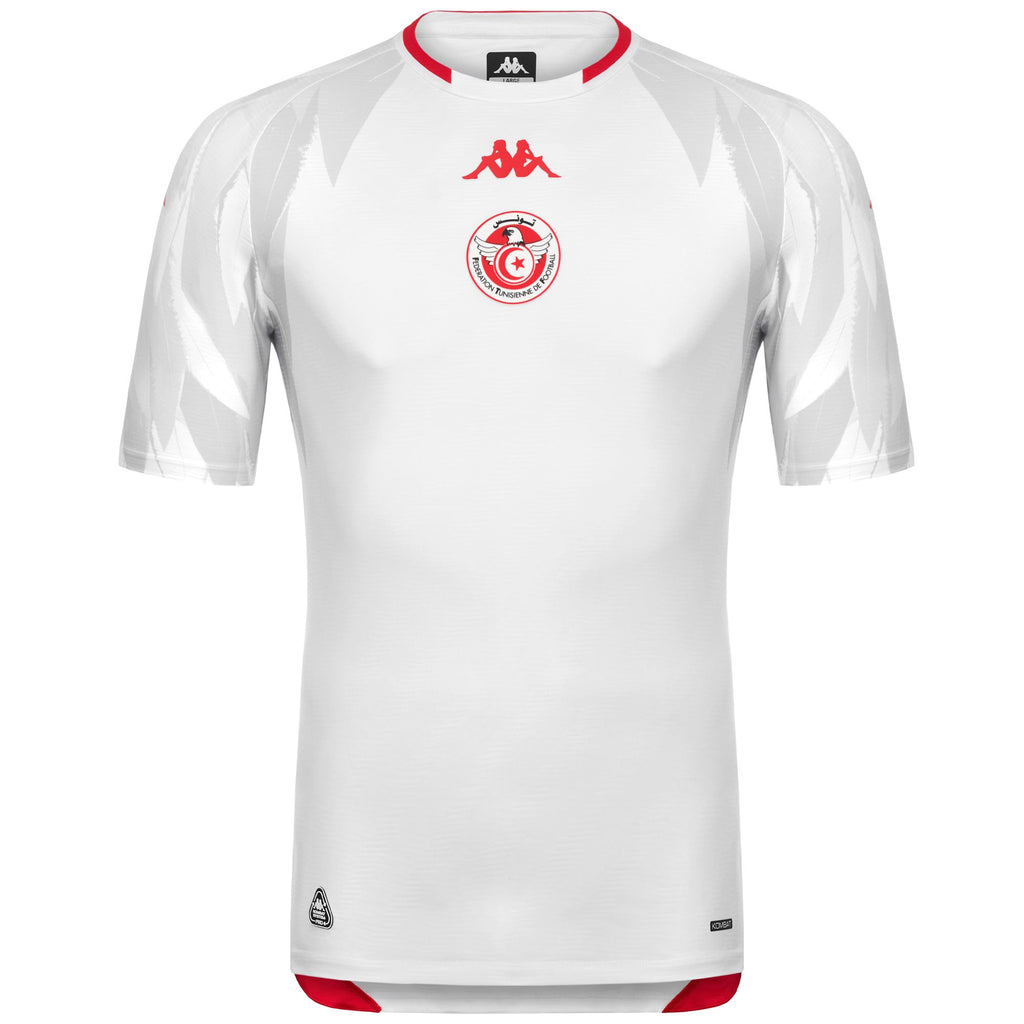 White Men's Tunisian Football Jersey in Slim Fit with Recycled