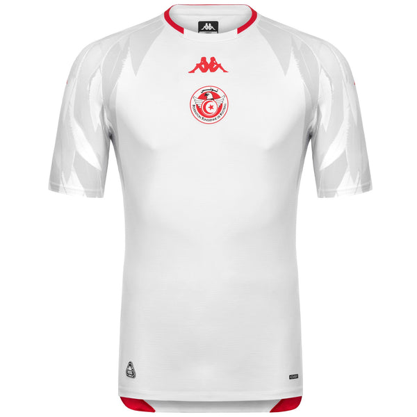 White Men's Tunisian Football Jersey in Slim Fit with Recycled
