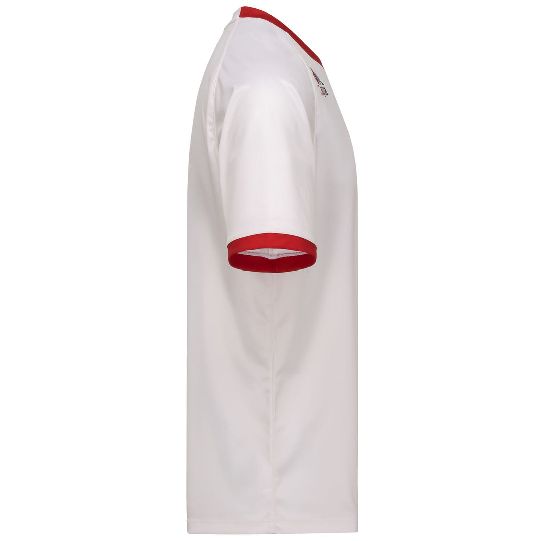 Beige and Red Men's Regular Fit Genoa Football Shirt in Interlock Fabric main