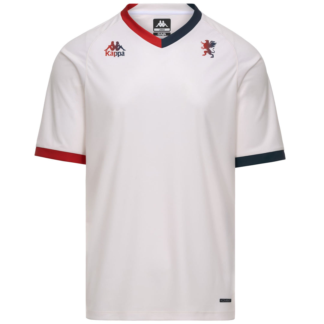 Beige and Red Men's Regular Fit Genoa Football Shirt in Interlock Fabric 01