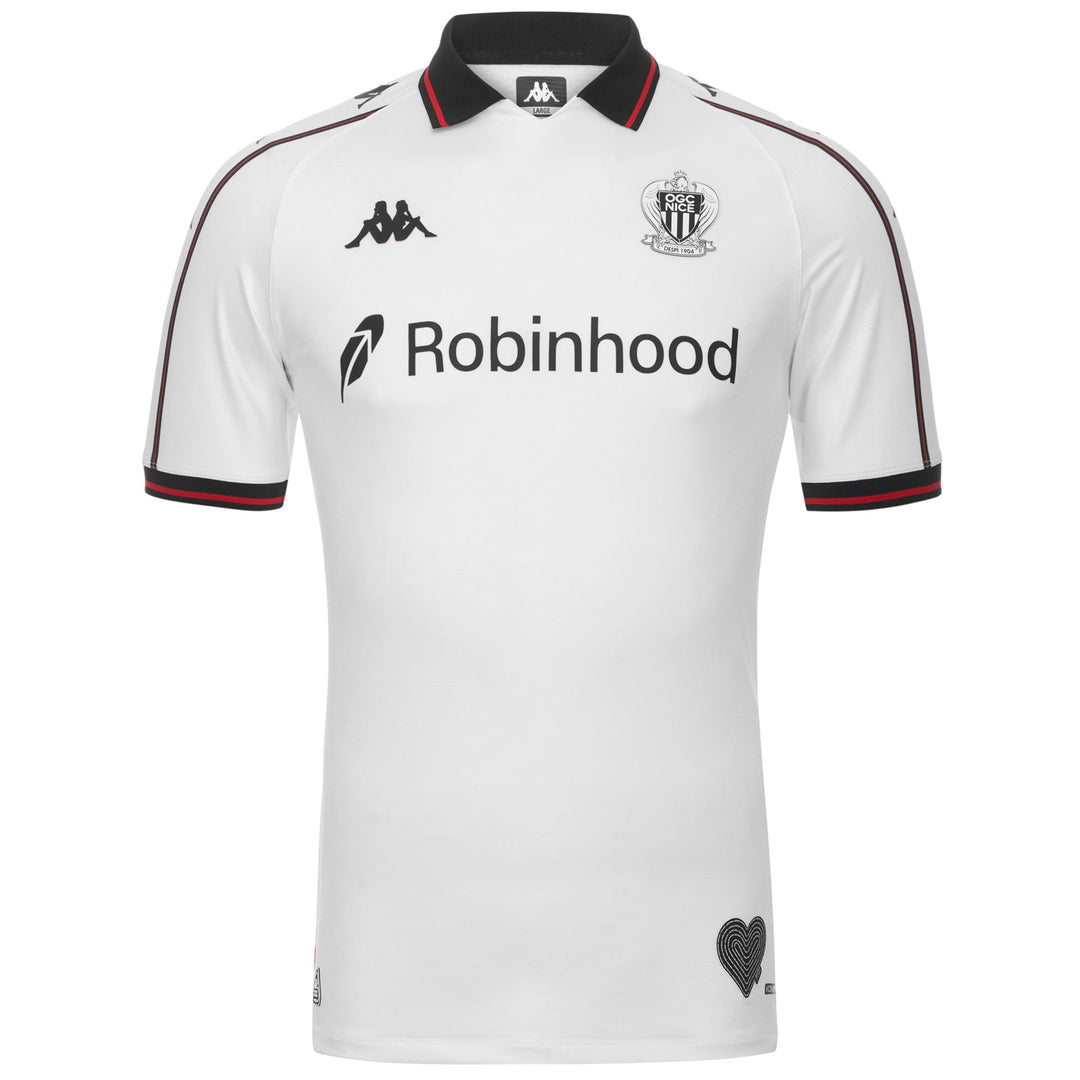 Camiseta de fútbol OGC Nice para hombre, blanca y roja, confeccionada en tela reciclada. 01