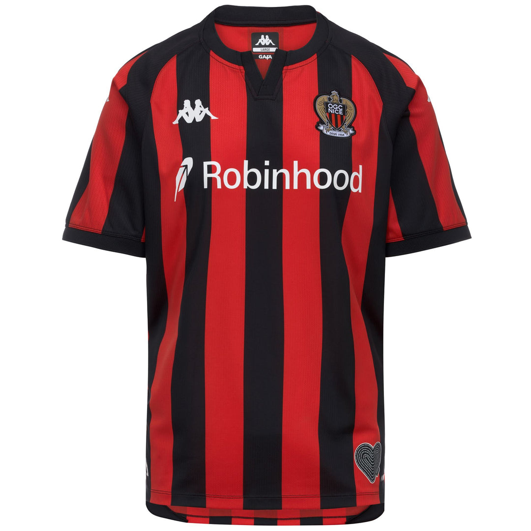 Camiseta de fútbol OGC Nice para hombre, corte regular, color rojo y negro. 01
