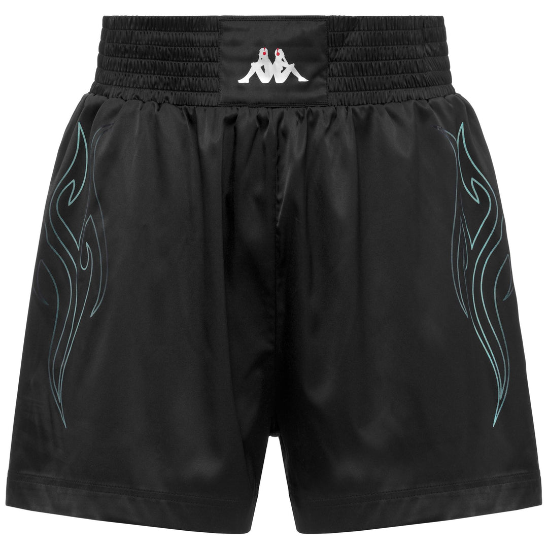 Kappa FuturFestival Black Unisex Sportswear Relaxed Fit Shorts in Shiny Fabric 01