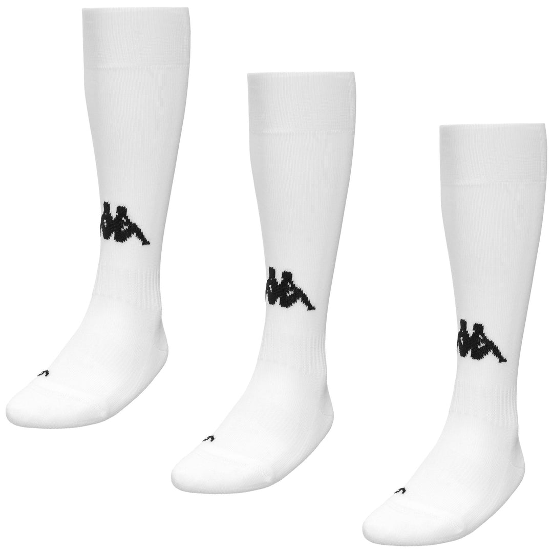 White Men's Knee High Soccer Socks with Elasticated Grip 01