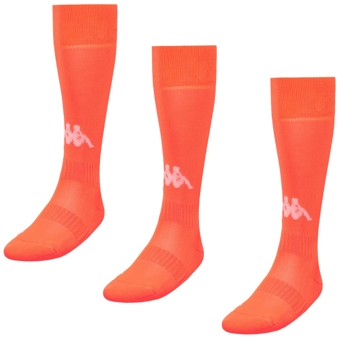 Neon Orange Men's Knee High Soccer Socks with Elastic Grip 01
