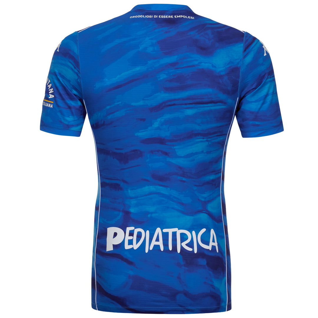 Maillot de football Empoli bleu pour homme, coupe ajustée, en tissu jacquard recyclé main