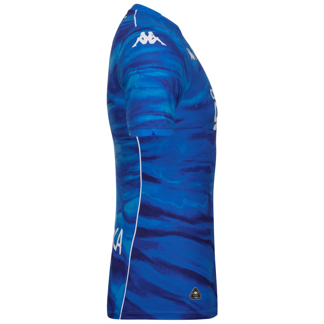 Maillot de football Empoli bleu pour homme, coupe ajustée, en tissu jacquard recyclé main
