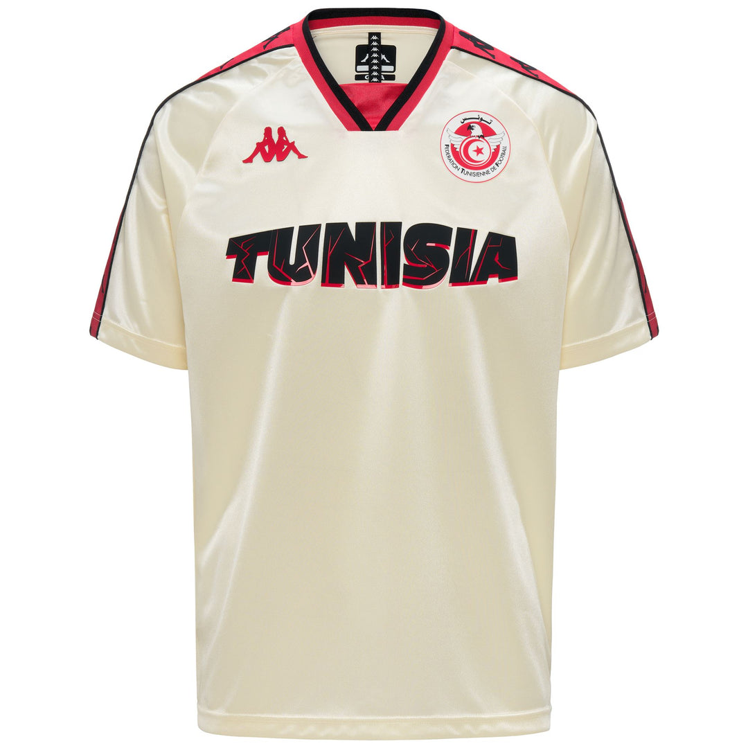 Camiseta de fútbol de Túnez para hombre, color beige, con detalles de jacquard. 01